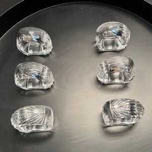 NEW 6 clear lucite plastic napkin rings.